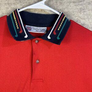 Vintage Slazenger  Mens Red Polo Golf Shirt Collared Button Up XL Golf Clubs